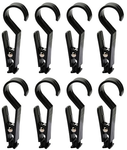 Luckious 8-Piece Tent Canopy Clip Light Hooks, Multifunctional Outdoor Practical Camping Equipment - Versatile Outdoor Camping Accessories for Ultimate Convenience (8*Black)