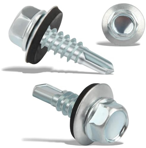 240PCS Vis Autoforeuse Metal 4,8x16 mm Vis Autoperforante Inox Bac Acier Hexagonale Vis Autoperceuse pour Metal Vis Etanche Avec Joint Tole Toiture Autoforante Auto Foreuse pour Plus Fixation(Argenté)
