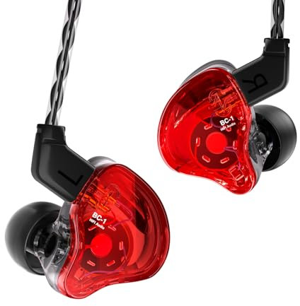 Yinyoo CCZ Melody In-Ear-Monitors Hybrid 1BA 1DD HiFi Aurphone, Deep Bass Lightweight In-Earphone IEM con Cable 4N OFC para músico/Baterista/Bajista (Rojo, sin micrófono)