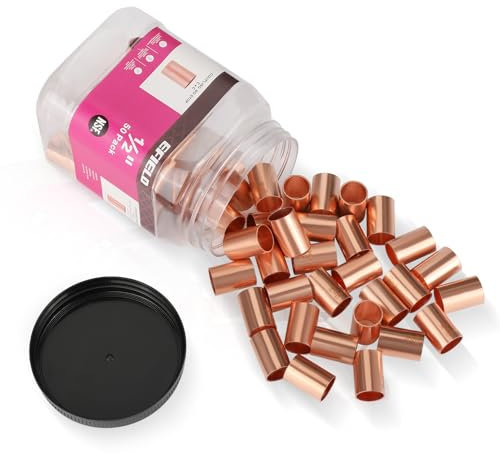 Pro 50-Pack EFIELD 1/2 X 1/2 Copper Slip Coupling, No Stop, CxC Sweat Connection, LF Copper Plumbing Fittings (1/2x1/2)