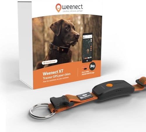 Weenect Hund XT - NEUES GPS-Halsband für Hunde | XL-Antenne | Wasserdicht | Hyperresistentes integriertes Julius-K9 Halsband Orange Abonnement erforderlich