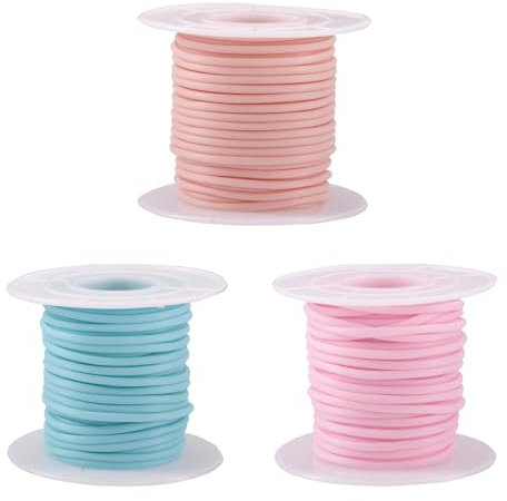 Bestewelry 30m 2mm Hollow Piping Cord PVC Tubular Synthetic Rubber Cord Tube Memory Wire for Knitting Craft Holding Stitches Jewelry Making