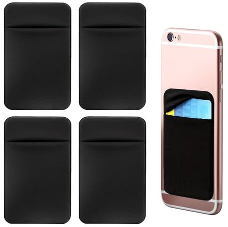 KSBBHDS Lot de 4 autocollants pour dos de téléphone portable, porte-cartes pour téléphone portable, poche autocollante pour téléphone portable, porte-cartes en tissu élastique, accessoires de