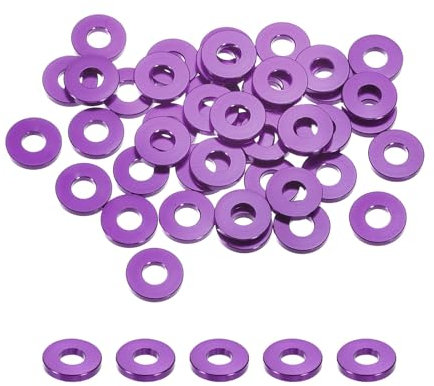 QUARKZMAN Flache Unterlegscheiben Aluminiumlegierung M5 Verdickte Unterlegscheibe für RC-Modellteile Lila 30 Stück