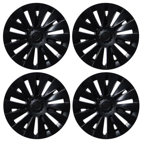 Kripyery Tesla Model Y Radabdeckungen 48.3 cm Radkappen Radnabenkappen Ri-m Protector Ersatz Matt Schwarz OEM Model Y Außenzubehör Automotive Nabenkappen 2020-2024 4er Set 1 Satz Schwarz