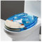 NIKSHI Ocean Series Art Slow Close Resin Toilet Seat with Cover, 3D Effects Heavy Duty Toilet Lid with Dolphin, Starfish, Real Seashells and Sands for U/V/O Type Toilet,#1-Closed