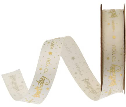 Geschenkband,Präsent Ribbons 10 Yard 15 mm Geschenkband Satinband mit Happy Birthday für Geschenkpapier Nach Hause Dekorative Karte Machen Handwerk Scrapbooking