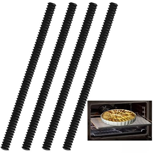 4 Pack Oven Guards for Inside The Oven, Oven Shelf Protectors Silicone Oven Shelf Edge Guards, Oven Shelf Guard Oven Rack Guards Heat Resistant, Protect Against Burns Silicone (Black)