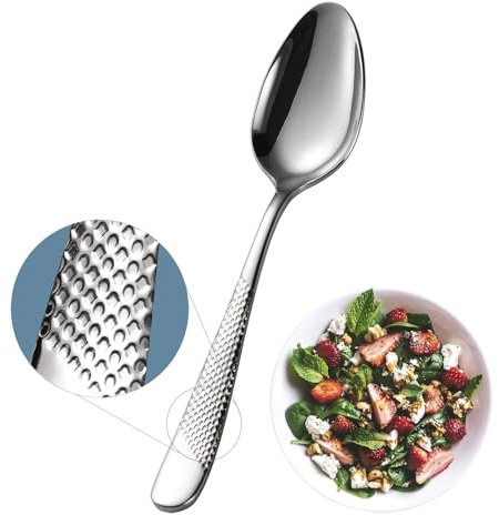 Xideman® 12 Stück Premium gehämmerte Dessertlöffel (17cm) - 18/10 Edelstahl Mittelgroße Tafellöffel/Suppenlöffel/Esslöffel, Rutschfest Gehämmert Besteck löffel set, Spülmaschinenfest (Silber)
