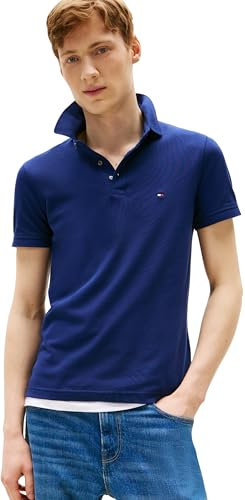 Tommy Hilfiger Men’s Short Sleeve 1985 Slim Fit Polo Shirt, Blue (Preppy Navy), XL