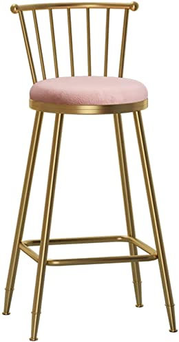 Barhocker, Barhocker-Set, Barstühle für Kücheninsel/Café, Küchenthekenstühle, Barhocker aus Samt, Frühstücksbarstühle mit Metallbeinen und -rückenlehne, hohe Hocker für Kücheninsel (Rosa, 65