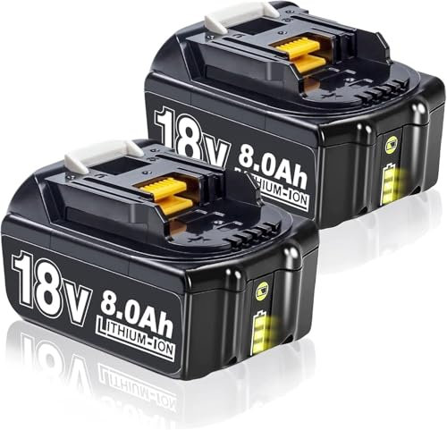 2 Stück 8.0Ah / 8000mAh BL1860B Ersatz Akku für Makita 18V BL1860B BL1850B BL1860 BL1830 BL1815 BL1860B BL1835 BL1845 BL1850 194205-3 LXT-3 400 mit LED-Akku für Werkzeuge