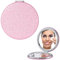 1 pièce de miroir de poche portable PU, 72mm compact et délicat miroir pliant pour sac à main, voyage, maquillage (rond rose)