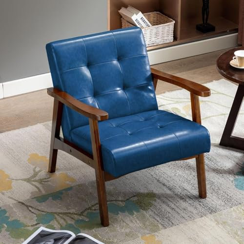 HomeMiYN Ohrensessel aus Retro-PU-Leder, Lesesessel mit ergonomischen Armlehnen, 150kg Tragfähigkeit, Mittelalter-Stil