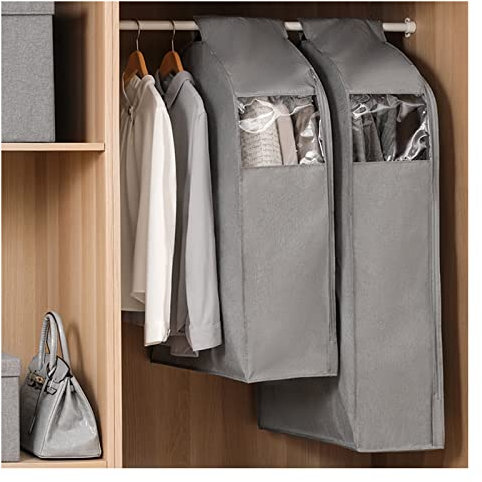 Borsa per abiti in cotone e lino, antipolvere, da appendere, per riporre vestiti, organizer per guardaroba, custodia protettiva