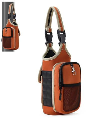 VAKAER Magnetischer Turnbeutel für Damen & Herren, magnetischer Wasserflaschenhalter mit Handytasche, Magnete, Turnbeutel mit verstellbarem Riemen, Orange, rot, mini, modisch