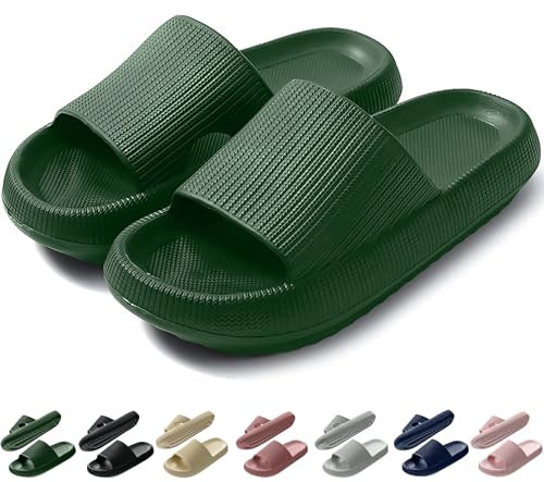 Coswind Claquettes Femme Ete Confortable Chaussons Piscine Plage Pantoufles Soft Douche Antidérapante Maison Sport Slides Intérieur Extérieur Vert foncé 270.