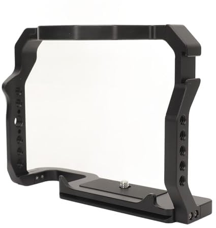 Rankomu Camera Cage with Cold Shoe, Aluminum Alloy Video Rig with 1/4inch and 3/8inch Threaded Holes for Canon 70D and 80D, Lightweight Design, Versatile Accory