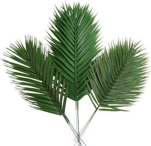 sulanmo 12PCS Plantes Artificielles en Forme de Feuilles de Palmier, Palmiers Tropicals Artificiels de 3 Types, Faux Artificiel Palmier pour Maison Bureau Mariage Deco