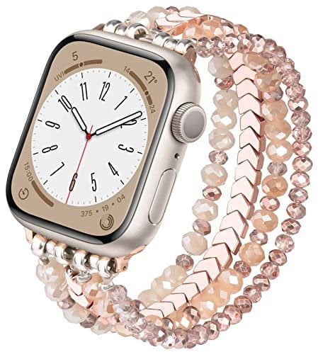 V.R.HOPE Pearl Straps Compatible with Apple Watch Straps 38mm 40mm 41mm 42mm Suitable for Women, Compatible with iWatch SE and Series 10 9 8 7 6 5 4 3 2 1 - Rose Gold, Small