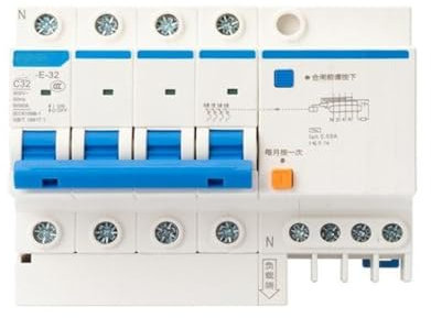 Magnetotermico,Interruttore Differenziale DZ47LE-63 Interruttore automatico domestico in miniatura Interruttore 4P con protezione contro le perdite AC400V RCBO Cancello principale trifase(25A)