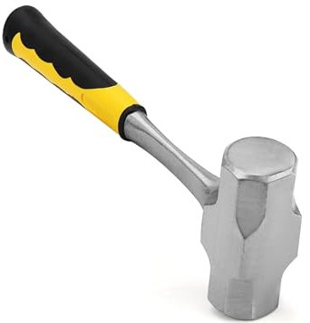 ZOENHOU Massette octogonale de 2 kg avec poignée en fibre de verre, pour le jardinage, le camping et le travail de la pierre, acier à haute teneur en carbone