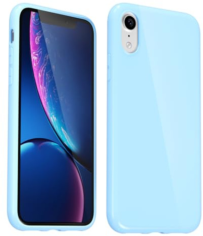Svanove for iPhone XR Case Silicone, Glossy Soft Rubber Gel Jelly Cute Protective Plastic Simple Plain Phone Case Cover for Women Girl, Slim Thin Flexible Shockproof TPU, Light Blue