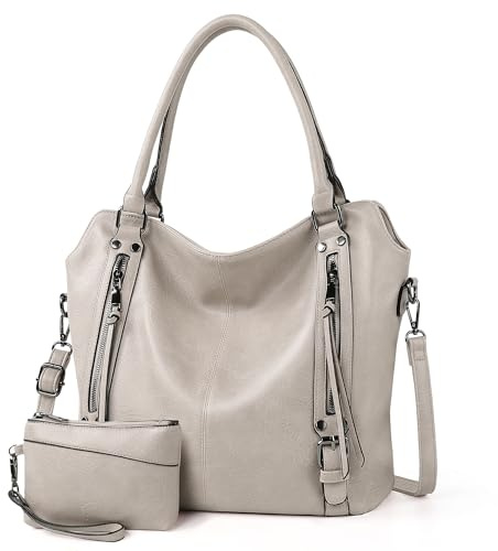 TANTOMI Handtasche Damen Elegante Vintage-Handtasche für Damen, große Umhängetasche aus weichem Material, inklusive Crossbody Shopper Tasche und abnehmbarem Schulterriemen