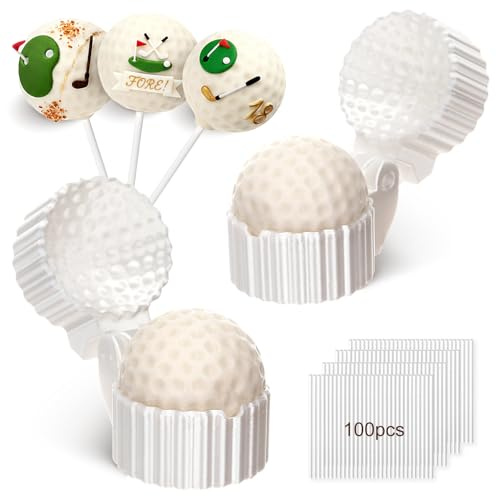 Yiyiring 2 Pcs Golf Ball Cake Pop Mold with 100 Sticks, Golf Balls Mold | Sports Ball Theme Cake Decoration, Candy, Cupcake Decorations, Baking Tools Accessories for Home Baking, Birthday Party