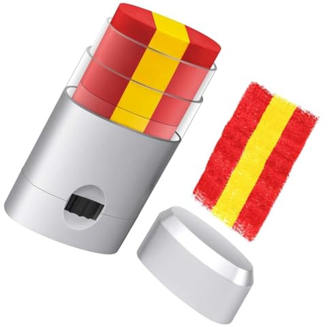 Pintacaras Bandera España, Kit de Pintura Facial en Rojo y Amarillo, 7,3 x 3,8 x 1,8 cm, para Eventos Deportivos, Fútbol, Carnaval, Mascarada, Adultos y Niños