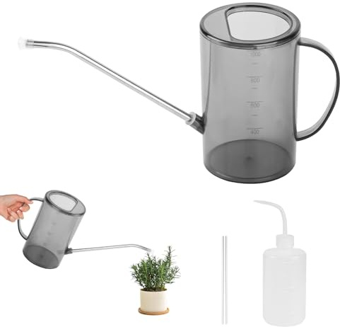 Annaffiatoio in Plastica 2 Pezzi Con Beccuccio Lungo | Annaffiatoio 1l + Spruzzatore 500ml, Ideale per Innaffiature Precise E Umidificazione Delle Piante Da Interno.