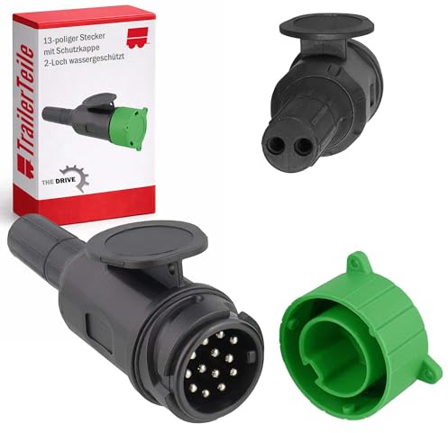 The Drive 13 poliger Anhänger Stecker mit Schutzkappe | Staub- und wassergeschützt | 13p. Anhängerstecker (mit 2-Loch Kabeleinführung)