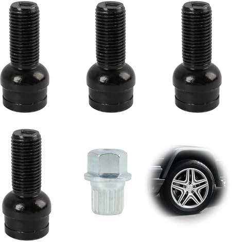 1 st set stålhjulsskruvar med 4 hjulmuttrar, vattentät M14 x 1,5 mm, stöldsäkra och enkla att installera hjulbultar, för att skydda och säkra hjulen