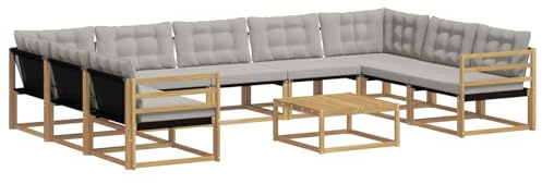 vidaXL Outdoor-Sofagarnitur 10 pcs Weiß und Hellgrau, Garten, modernes Sectional Sofa, strapazierfähige Außenmöbel für Patio, Lounge-Set für Terrasse