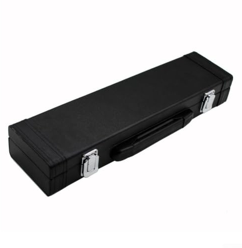 WheatThrive Flötenetui mit 16 Löchern, tragbare Leder-Holzabdeckung für Querflöten, schwarz, weich gepolsterte Gigbag mit Schultergurt, 39 x 9,5 cm