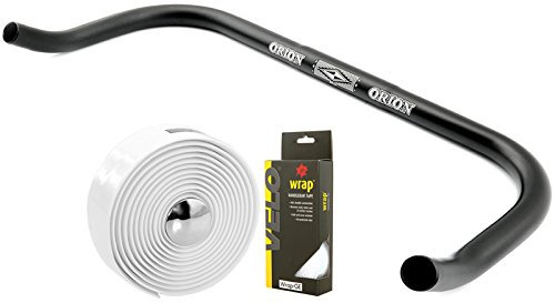 Bullhorn Fixie Singlespeed Lenker 400mm breit Schwarz mit Lenkerband Weiß