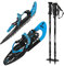 ALPIDEX Schneeschuhe 25 INCH Schuhgröße 38-45 bis 130 kg Steighilfe Tragetasche Optional Stöcke, Farbe:Blue mit Stöcken