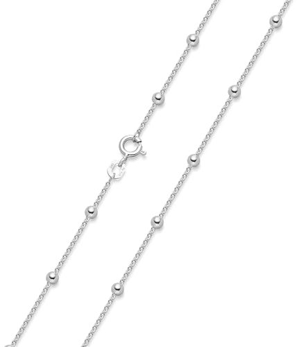 MATERIA Kugel Halskette Damen Silber 925 - Silberkette Kugelkette für Frauen Mädchen in Box K103-45 cm
