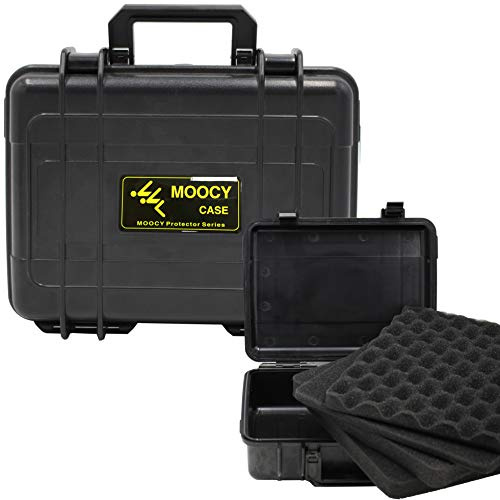 MOOCY Wasserdichtes Gehäuse mit anpassbarer Schaumstoffeinlage, 27,7 x 21,6 x 9,4 cm – Hartschalenkoffer zum Schutz von Werkzeugen, Kamera und Glas-Testgeräten