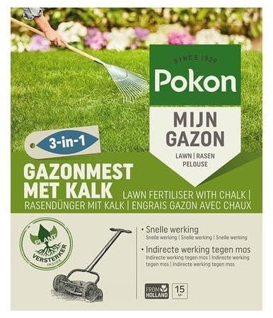 Pokon Engrais de pelouse + chaux 3 en 1 / 15m2
