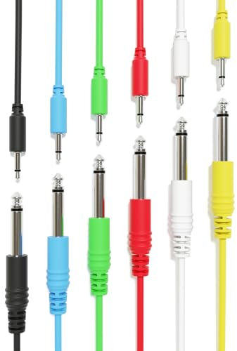 ExcelValley - Mono Patchkabel - TS 3,5mm 1/8 zu 6,35mm 1/4 [6A-Pack | 90 cm - 35,43]