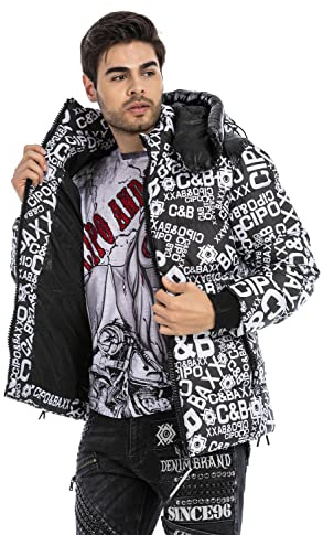 Cipo & Baxx Herren Mantel Series – Stylische Winterjacke im modernen Design mit warmem Innenfutter, abnehmbarer Kapuze und funktionalen Details für kalte Tage
