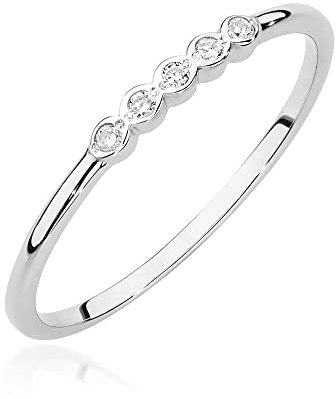Damen Ring 585 14k Gold Weißgold natürlicher echt Diamanten Brillanten