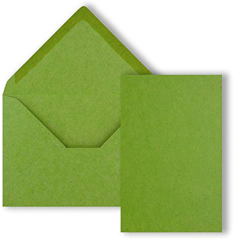 FarbenFroh by GUSTAV NEUSER 50x Einzelkarten Set Kraftpapier mit Briefumschlägen DIN A6 / C6 in Hellgrün (Grün) - 14,8 x 10,5 cm - ohne Falz