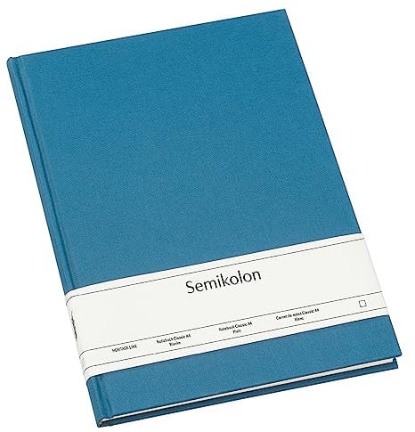 Semikolon 364075 Notizbuch Classic A4 blanko - 176 Seiten, cremeweißes Papier - Lesezeichen - azzurro hell-blau