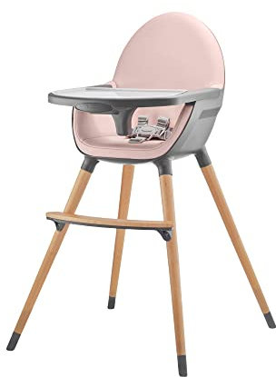 Kinderkraft Chaise Haute Bébé FINI, 2 en 1, Évolutive, Réglable, Rose