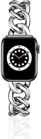 VIUJUH 38/40 mm Argento Cool Women Chain Metal Smartwatch Band Compatibile per Apple Watch Band SE Serie 5 Series6 Uomo Durevole Regolabile Cinturino Compatibile per Iwatch 6/5/4/3/2/1