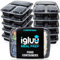 Igluu Meal Prep Containers Reusable 20 Pack 3-Compartment 946ml (32oz) BPA-Free Food Prep Containers with Airtight Lids – Durable Plastic, Stackable, Microwave, Freezer & Dishwasher Safe