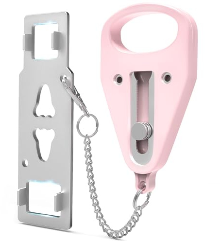 Serrure de porte portable, serrure de porte d'hôtel - Serrure de porte portable rose - Sécurité et tranquillité d'esprit conçue spécifiquement pour les femmes qui recherchent une protection