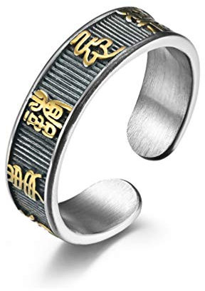 Banemi Herrenring Edelstahl, Verlobungsring Männer Orakel Bedeutungsvolle Geschenke für Freund Größe 65 (20.7)